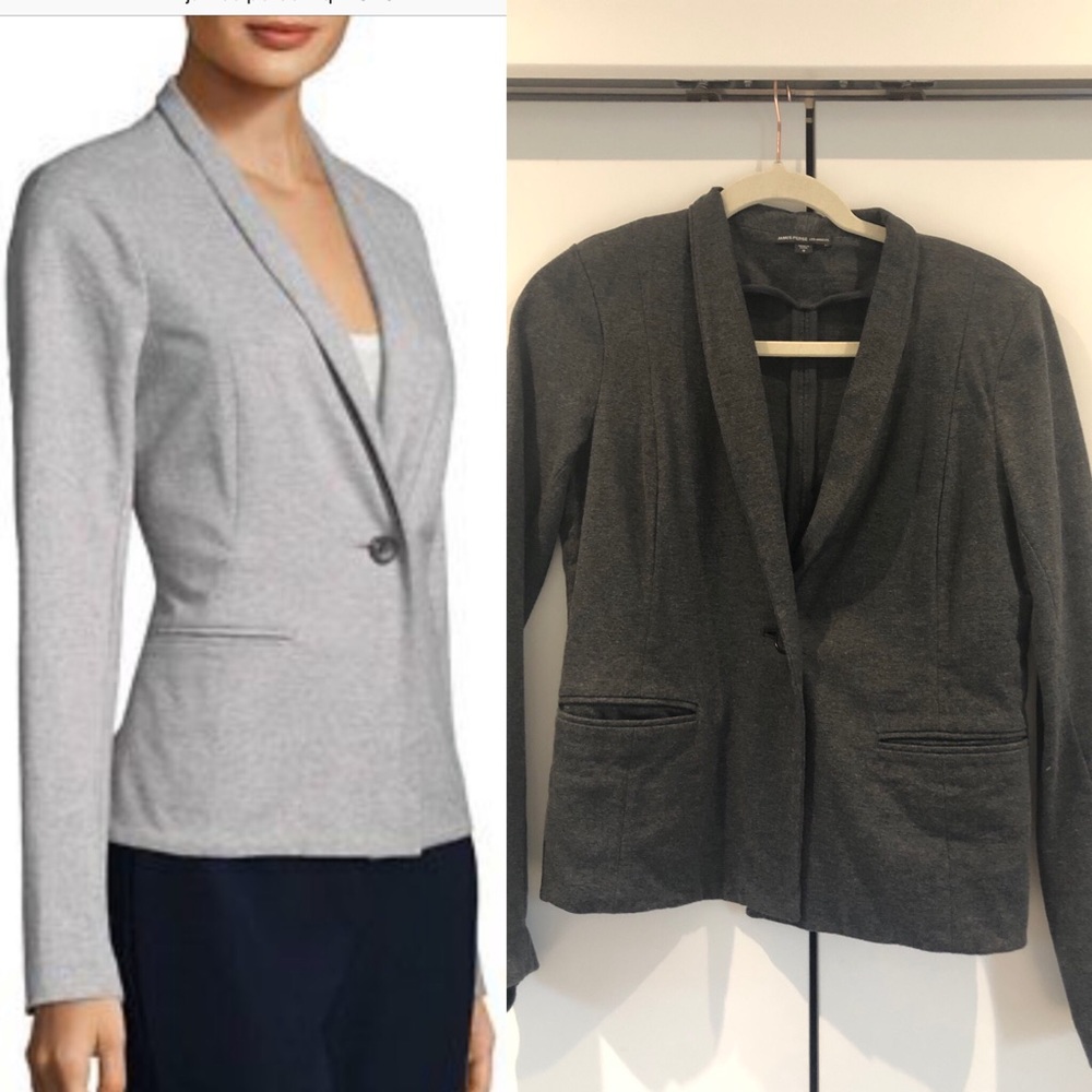 - James Perse cotton jersey blazer jacket dark grey